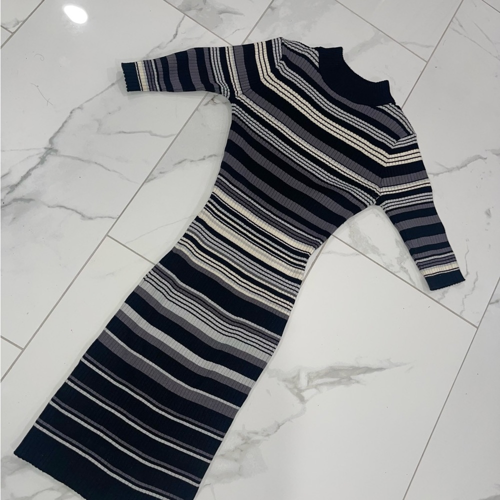 No Boundaries Blue and Gray Ribbed Bodycon Dress